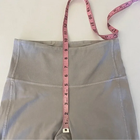 Lululemon || Wunder Under Crop 23"  Ribbed in Washed French Clay Gray Beige 4 - Picture 8 of 11